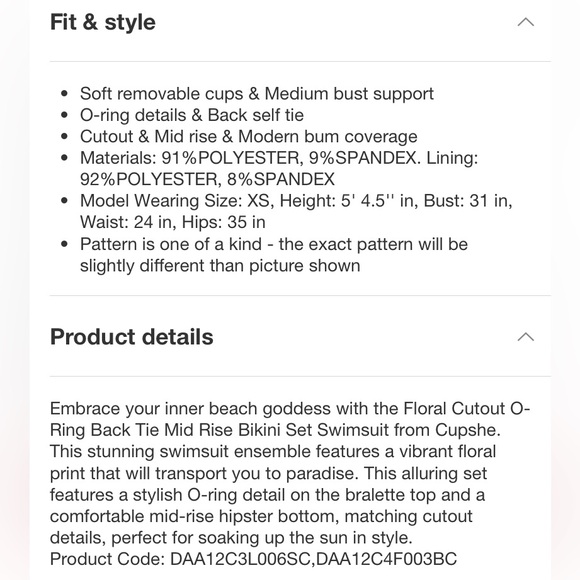 Cupshe Tropical Floral Cutout O-Ring, Back Tie, Mid Rise Bikini Set Swimsuit - Picture 4 of 16